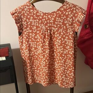 Source Unknown Orange Floral Blouse